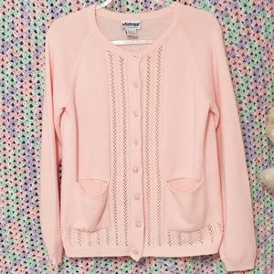 Vintage 90s Pink Grandma Cardigan Small